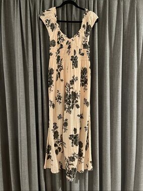 chinese dress ladies Long Maxi Hawaiian Dress Birds of Paradise Hibiscus Beige / M
